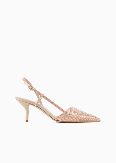 Satin and rhinestone slingbacks - F