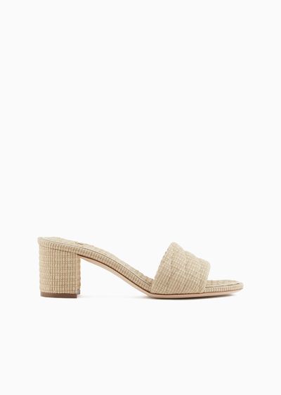 Quilted raffia flat sandals - F
