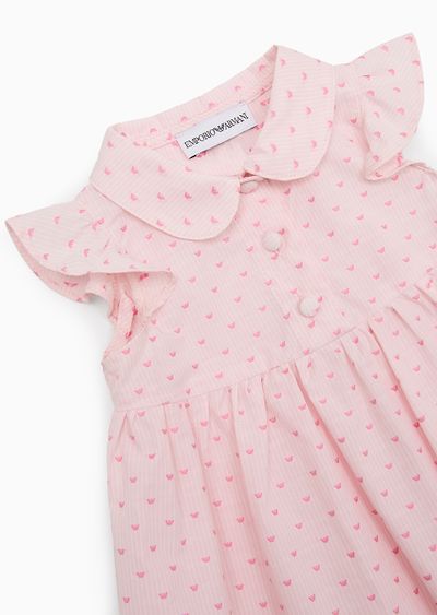 Striped cotton jacquard dress with all-over micro eagle embroidery - D