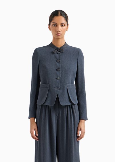 Faux-galuchat fabric jacket with martingale - D