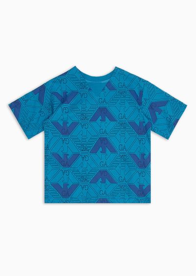 EA Crew comfort-fit jersey T-shirt with all-over eagles print - F