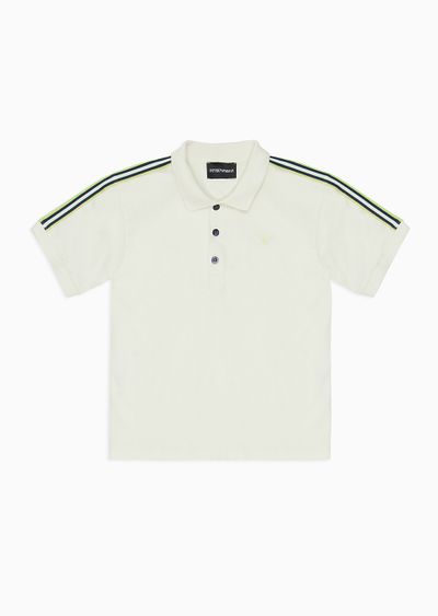 EA Crew comfort-fit jersey polo shirt with striped knit tape - F