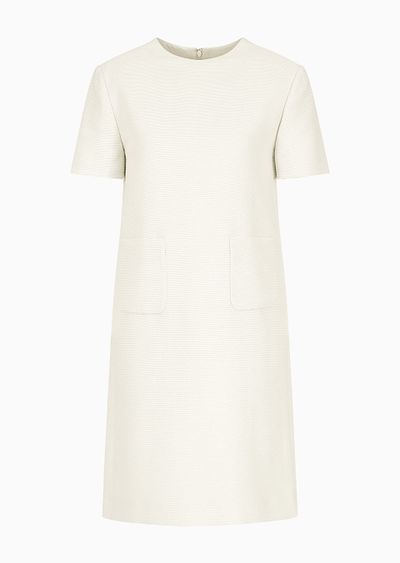 Short-sleeved tunic dress in technical faille - F