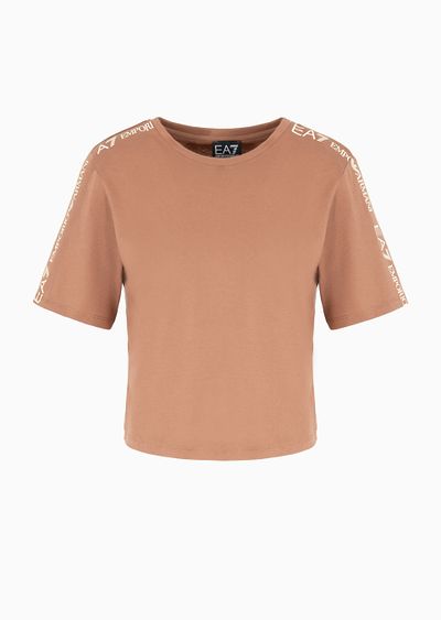 Shiny cotton crew-neck T-shirt - F