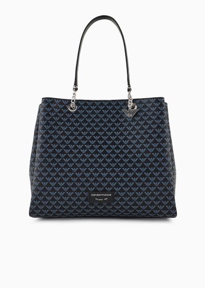 All-over eagle shopper bag with eagle charm - F