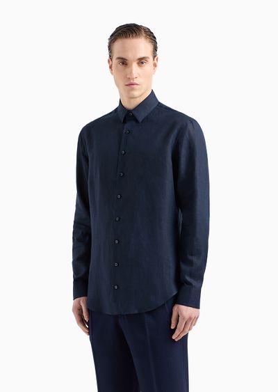 Regular-fit shirt in linen - D