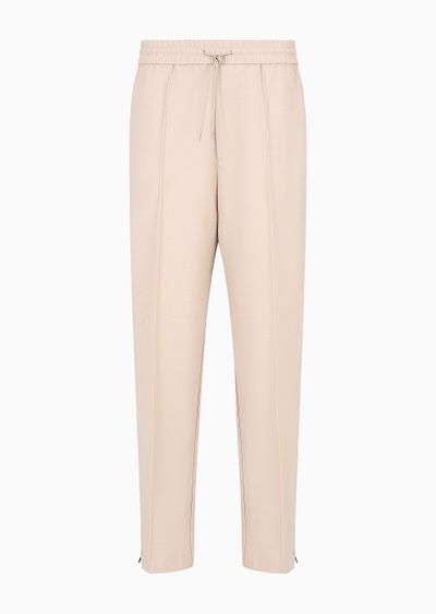 Wool-blend drawstring trousers with veining - F