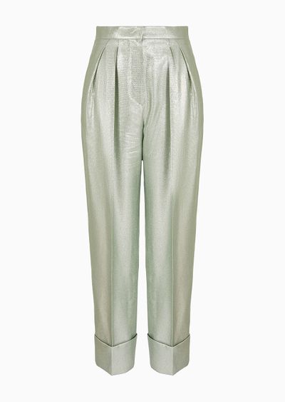 High-waisted trousers in fluid armure lurex - F