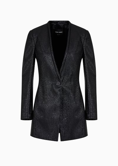 Single-breasted jacket in fluid armure lurex - F