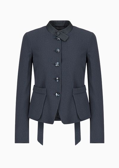 Faux-galuchat fabric jacket with martingale - F